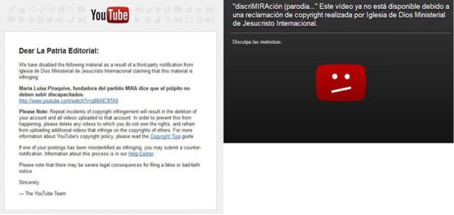 Iglesia de María Luisa Piraquive bloquea contenidos periodísticos en YouTube