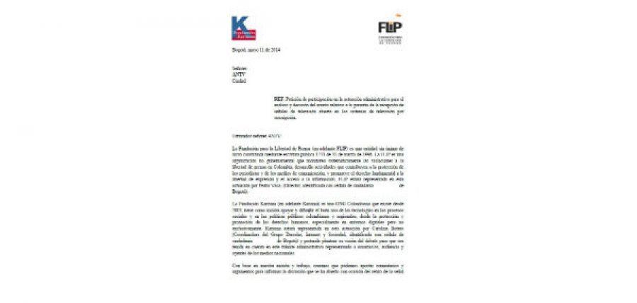 FLIP y Karisma presentan intervención en el proceso de discusión sobre televisión abierta en la ANTV