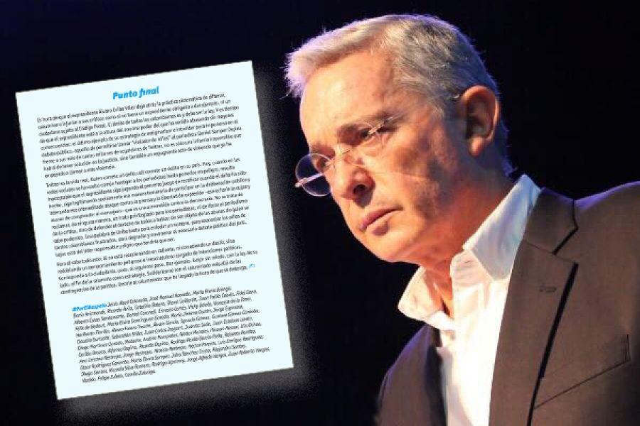 Punto final: la carta de rechazo a las difamaciones de Uribe contra la prensa