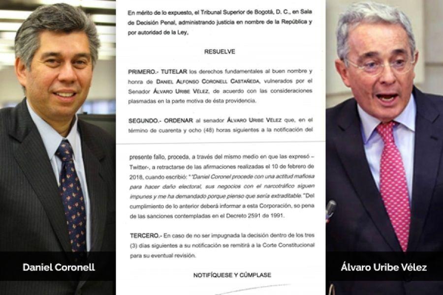 Tribunal Superior de Bogotá ordena a Álvaro Uribe rectificar señalamientos contra Daniel Coronell